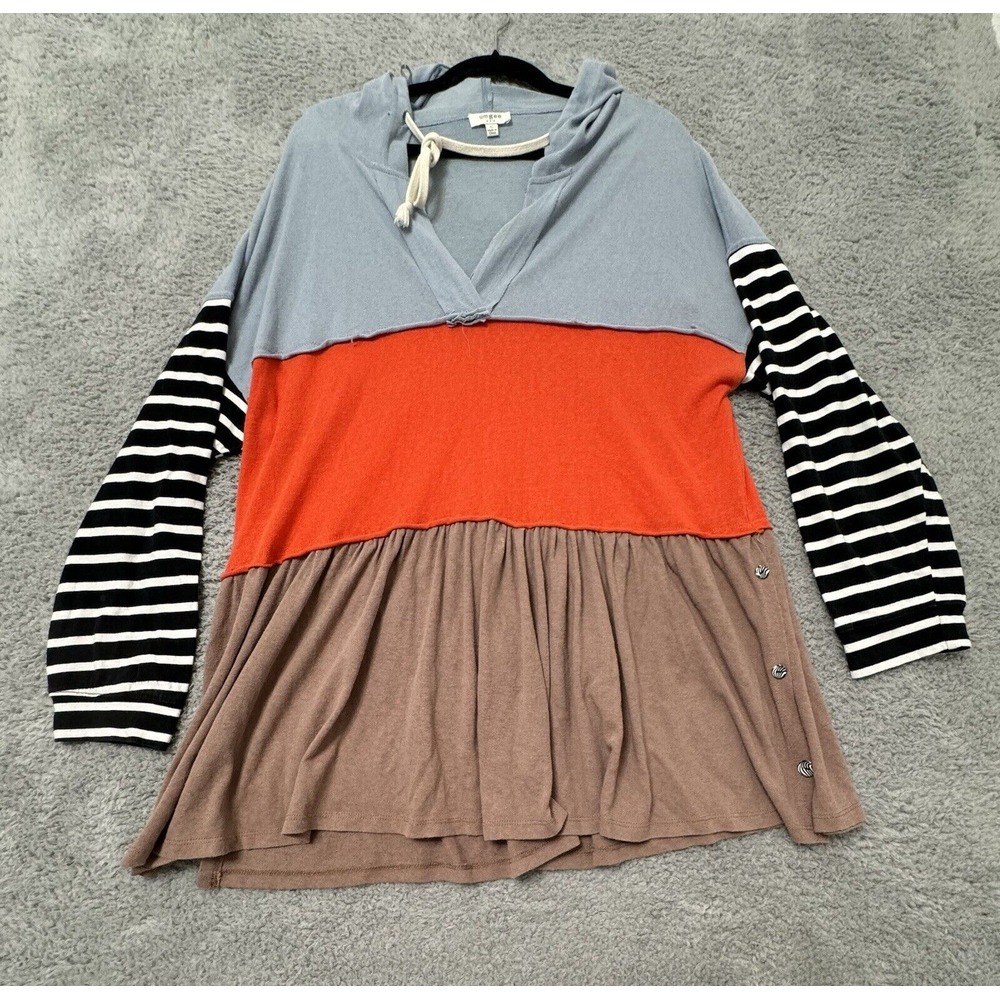 Umgee Multicolor Striped Sleeve Hoodie